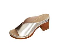 Hausschuhe Damen High Heels Schlappen Slip On Pantoletten Damen Sommer Elegant Mules mit Absatz Offene Zehe Pumps Sommerschuhe Modische Klassische Sandalen Latschen Sommerhausschuhe Damenpantolette