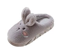Hausschuhe-Damen Plüsch-Pantoffeln Rutschfeste Baumwollhausschuhe Filzpantoffeln Pantoffeln Herren Tier Geschlossen Fuzzy Kuschelig Hüttenschuhe Slip-on Freizeitschuhe Thermische (Grey, 40-41)
