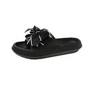 Hausschuhe Damen Sandalen rutschfest Badeschuhe mit Schleife Pantoletten Sehr Weich Badepantoletten Dicke Sohle Wandersandalen Bequem Badeschlappen Slipper Gartenschuhe Schnelltrocknend Badelatschen