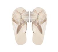 Hausschuhe Damen Schöne Pantoletten mit dekorativer Schleife Badelatschen Sandalen Romantisch Flip Flops Damen Zehentrenner Badeschuhe Damen Sandalen Sommer Leicht Bequeme Plateau Sandaletten