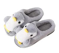 Hausschuhe Damen Tier Pinguin Hausschuhe Winter Baumwoll pantoffeln warmem Plüsch futter Weich bequem (Grey, adult, women, numeric_38, numeric_range, eu_footwear_size_system, numeric_39, medium)