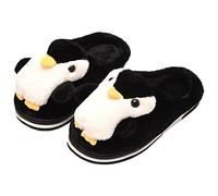 Hausschuhe Damen Tier Pinguin Hausschuhe Winter Baumwoll pantoffeln warmem Plüsch futter Weich bequem (Black, adult, women, numeric_38, numeric_range, eu_footwear_size_system, numeric_39, medium)