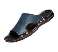 Hausschuhe Herren Leder Pantoffeln Sommer Leicht Schlappen Dusch Sauna Sommerschuhe Rutschfeste Pantoffeln Weich Latschen Comfy Breite Füße Pantolette Bequeme Badeschuhe Indoor Badesandalen
