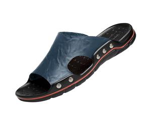 Hausschuhe Herren Leder Sandalen Orthopädische Sommerschuhe Schlappen mit Arch Support Sommer Beach Rutschfest Pantoletten Drinnen und Draußen Herrenhausschuhe Modische Lässige Slipper Schuhe