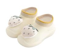Hausschuhe Kinder rutschfest Atmungsaktive Strick Krabbelschuhe Baby Jungen Mädchen Indoor Crawling Breite Sandalen Bequem Sockenschuhe Kindergarten Barfussschuhe (White, 24 Toddler)