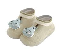 Hausschuhe Kinder rutschfest Atmungsaktive Strick Krabbelschuhe Baby Jungen Mädchen Indoor Crawling Breite Sandalen Bequem Sockenschuhe Kindergarten Barfussschuhe (Khaki, 26 Toddler)
