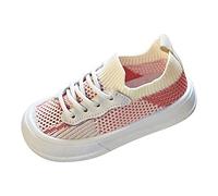 Hausschuhe Kinder rutschfest Atmungsaktive Strick Mesh Slip on Krabbelschuhe Baby Jungen Mädchen Barfussschuhe Kindergarten Schuhe Breite Sandalen Weiche Bequem Sneaker (Pink, 26 Toddler)
