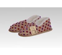 Hausschuhe Mokassin Wolle Noppen Beige
