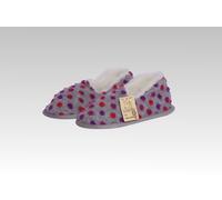 Hausschuhe Mokassin Wolle Noppen Silber