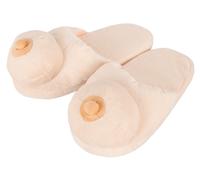 Hausschuhe „Plüsch-Busen“, passend bis Gr. 44 hautfarben hell Polyester