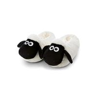 Hausschuhe Shaun das Schaf 40-43 (L) - weiß - Warme Kuscheltier Hausschuhe aus Plüsch für Kinder und Erwachsene, Tier-Schuhe mit Anti-Rutsch Sohle, Slippers