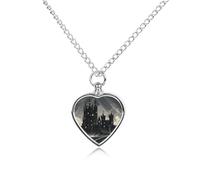Haustier-Halskette für Asche - Gedenkschmuck für Hunde/Katze mit Trichter-Set, Herz-Anhänger und 70,1 cm Kette, Urnenhalskette mit Schloss der Dunkelheit als Andenken für Haustierverlust