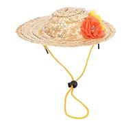 Haustier Strohhut Verstellbarer Hund Sombrero Hut Hund Katze Hut schöner Hund Frühling Sommer Sonnenhut mit bunten Blumen Dekorationen(M)