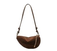 HAUTFENM Schultertasche Damen Faux Wildleder -Party -Taschen Für Frauen Hobo Umhängetasche Single Crossbody Sac Aberarm Dumpling Sweet Nierentaschen 2025 Neu-Kaffee