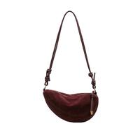 HAUTFENM Schultertasche Damen Faux Wildleder -Party -Taschen Für Frauen Hobo Umhängetasche Single Crossbody Sac Aberarm Dumpling Sweet Nierentaschen 2025 Neu-Burgund