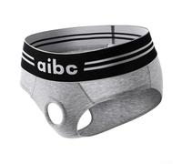 Hautfreundlicher Baumwoll-Bikini-Slip für Herren mit offenem Loch vorne ideal für Dessous-inspiriertes Styling (2XL Grau)