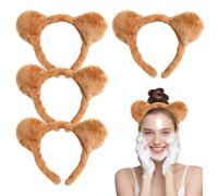 Hautpflege-Stirnband, 4 Stück, Teddybär-Ohren, bequemes Stirnband, ideal für Make-up, Gesichtswäsche, Partys, Halloween und Weihnachten, verstellbar für Erwachsene
