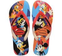 Havaianas - Disney Stylish, bequeme, leichte und strapazierfähige Badelatschen, Disney- und Pixar-Designs, breite Riemen, Unisex Erwachsene, Beige Straw Red Ruby, 33/34 EU