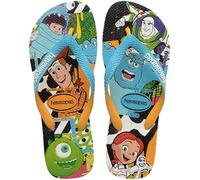 Havaianas - Disney Stylish, bequeme, leichte und strapazierfähige Badelatschen, Disney- und Pixar-Designs, breite Riemen, Unisex Erwachsene, White Blue, 33/34 EU