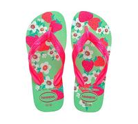 Havaianas - Kids Flores, bequeme, langlebige und witzige Flip-Flops, Sohle mit Blumenmuster, Metallic-Riemen und rutschfeste Sohle, Mädchen