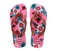 Havaianas - Kids Flores, bequeme, langlebige und witzige Flip-Flops, Sohle mit Blumenmuster, Metallic-Riemen und rutschfeste Sohle, Mädchen