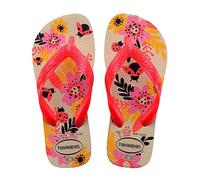 Havaianas - Kids Flores, bequeme, langlebige und witzige Flip-Flops, Sohle mit Blumenmuster, Metallic-Riemen und rutschfeste Sohle, Mädchen