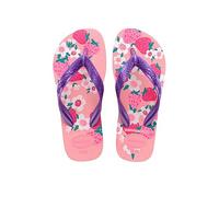 Havaianas - Kids Flores, bequeme, langlebige und witzige Flip-Flops, Sohle mit Blumenmuster, Metallic-Riemen und rutschfeste Sohle, Mädchen