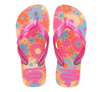 Havaianas - Kids Flores, bequeme, langlebige und witzige Flip-Flops, Sohle mit Blumenmuster, Metallic-Riemen und rutschfeste Sohle, Mädchen, 29-30 EU