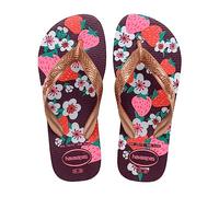 Havaianas - Kids Flores, bequeme, langlebige und witzige Flip-Flops, Sohle mit Blumenmuster, Metallic-Riemen und rutschfeste Sohle, Mädchen