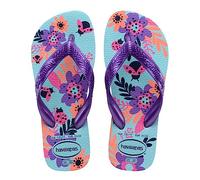 Havaianas - Kids Flores, bequeme, langlebige und witzige Flip-Flops, Sohle mit Blumenmuster, Metallic-Riemen und rutschfeste Sohle, Mädchen
