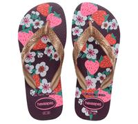 Havaianas - Kids Flores, bequeme, langlebige und witzige Flip-Flops, Sohle mit Blumenmuster, Metallic-Riemen und rutschfeste Sohle, Mädchen