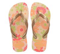 Havaianas - Kids Flores, bequeme, langlebige und witzige Flip-Flops, Sohle mit Blumenmuster, Metallic-Riemen und rutschfeste Sohle, Mädchen