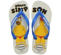 Havaianas Simpsons Herren Flip-Flops Weiß Blau Badeschuhe Meer Pool Gummi rutschfest Flip Flop Sommer Original, Weiß, 39/40 EU