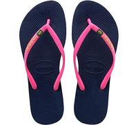 Havaianas - Slim Brasil Logo, Bequeme, Robuste und Leichte Badelatschen für Frauen, Hommage an Brasilien, Flagge auf Riemen und Sohlen