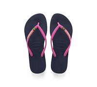 Havaianas - Slim Brasil Logo, Bequeme, Robuste und Leichte Badelatschen für Frauen, Hommage an Brasilien, Flagge auf Riemen und Sohlen