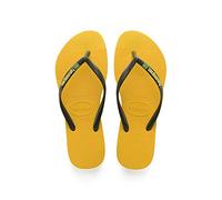 Havaianas - Slim Brasil Logo, Bequeme, Robuste und Leichte Badelatschen für Frauen, Hommage an Brasilien, Flagge auf Riemen und Sohlen