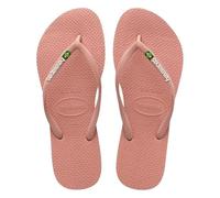 Havaianas - Slim Brasil Logo, Bequeme, Robuste und Leichte Badelatschen für Frauen, Hommage an Brasilien, Flagge auf Riemen und Sohlen