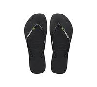 Havaianas - Slim Brasil Logo, Comfortable, Durable and Lightweight Flip-Flops, Tribute to Brazil, Flag on Straps and Sole, Women, Schwarz , 33-34
