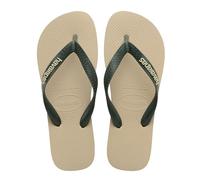 Havaianas - Top Logo Pop Up, bequeme, stylische und vielseitige Badelatschen, basierend auf dem Top-Modell, Riemen mit auffälligem Logo, rutschfeste Sohle, Unisex Erwachsene, Sand Grey, 33/34 EU