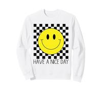 Have a Nice Day 70er Jahre Retro Smile Kariert Happy Smiling Face Sweatshirt