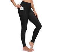 Havideto Damen Schwimm Leggings Hohe Taille UV-Schutz UPF 50+ Badehose Lang Schnelltrocknend Chlorresistent Badeleggings mit Innenslip und Taschen Schwarz M