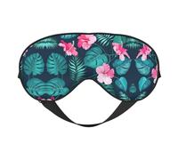Hawaii Augenmaske mit rosa Blumen, doppelseitig, weich, Verdunkelung, Entspannung, Nulldruck, Nachtschlafmaske