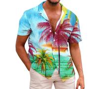 Hawaii-Hemd für Herren, Button-Down, Hawaii-Hemden, kurzärmelig, florales Design, flippig, lässig, bedruckt, leicht, lässig, Strandhemden, Stretch, klassische Passform, atmungsaktiv, bequem,