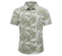 Hawaii Hemd Herren Baumwolle Leicht Kurzen Ärmeln Blusentop Mit Knöpfen Palmen Hemd Querstreifen Themenparty Leinenoberteile Kentkragen Sommerhemden Herren Kurzarm T-Shirts Oberteile