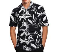 Hawaii Hemd Herren Sommer Freizeithemd Kurzarm Blumenhemd Ananas Shirts Hawaiihemd für Männer Urlaub Strandhemd Dünne Casual Sommerhemd Revers Henley Tshirt
