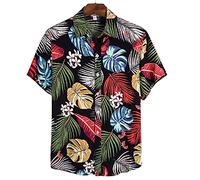 Hawaii Hemd Herren Sommer Leicht Mode Druck Männer Henley Hemd Modern V-Ausschnitt Shirt Knopfleiste Strandshirt Casual Urlaub Herren Freizeithemden CS140 3XL