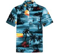 Hawaii Hemd Männer Baumwolle Größe S - 8XL Herren Hawaiihemd Kurzarm Strand Palmen