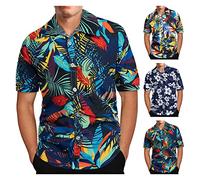 Hawaii Hemd Männer Casual Hemd Kurzarm Button Down Urlaubhemden Hawaii-Print Diverse Palme Revers Hemden for Herren Sommerhemden Freizeitshirts