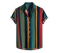 Hawaii Hemd Männer Casual Kurzen Ärmeln Blusenhemd Knöpfleiste Bügelmaschine Hemden Einfarbig Tropical Strandurlaubshemd Umlegekragen Sommer Hemden für Herren Leinen Shirts Tops