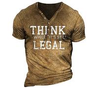 Hawaii Hemd Männer Kostüm Hawaii Herren Herren Hemd V-Ausschnitt Halbe Knopfleiste Slogan Druck Tactical Shirts Regular Fit Muskelshirts Herren Slim Fit Poloshirts Tshirt (Light Brown, 4Xl)